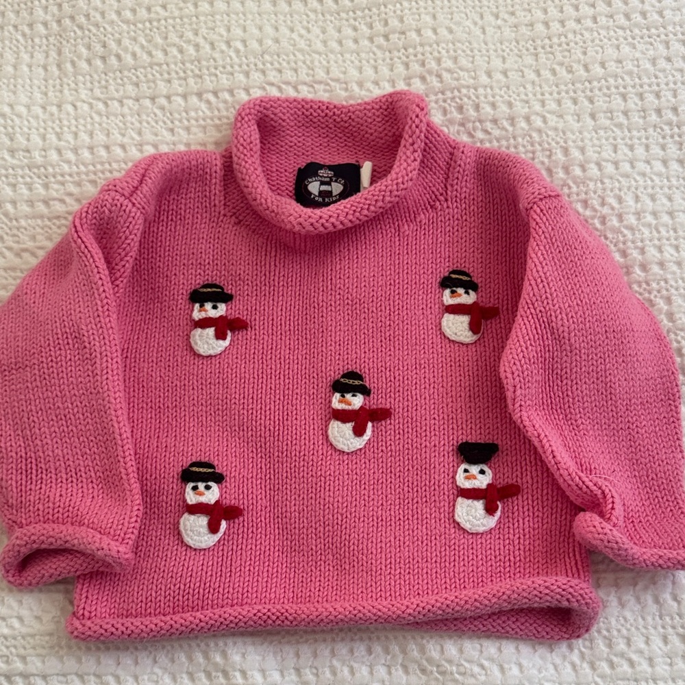 Chatham T & Co. Pink Sweater with Snowman Motif
